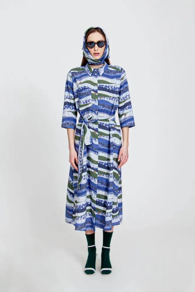AWACLOTHES Košilové šaty ALINE WAVE