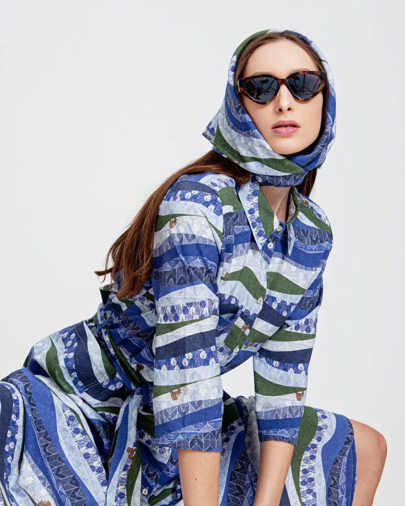 AWACLOTHES Košilové šaty ALINE WAVE