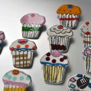 VAN-DE-MI Porcelánová Brož MUFFIN